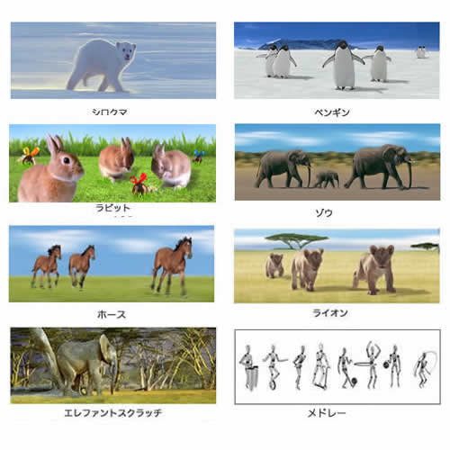 EMOTION GALLERYエモーションギャラリーは、キリン、ゾウ、シロクマ、ペンギン、ウサギ、トリの6種類