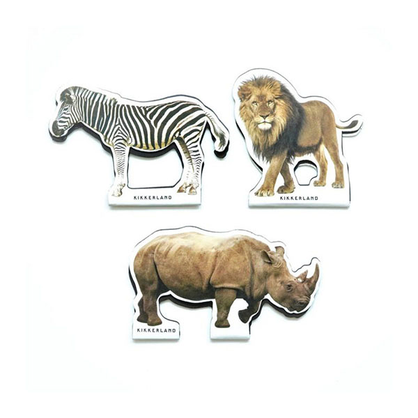 アフリカ大陸生息の絶滅危惧種動物がプリントされた、マグネット式ブックマーク