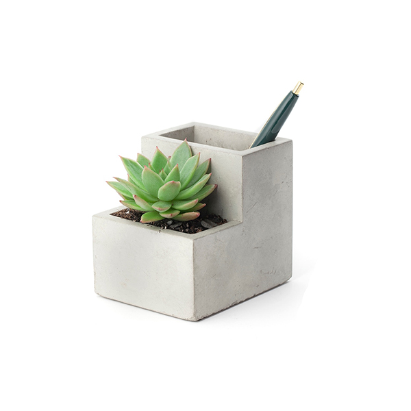 サボテンに最適なコンクリート製のデスクトッププランター。
