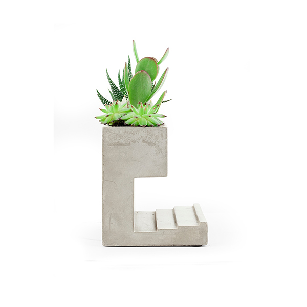 サボテンに最適なコンクリート製のデスクトッププランター。