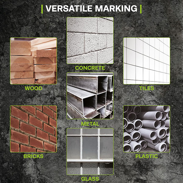 幅３～６mmの太いペン先が特徴で凹凸面に明確なマーキングが可能