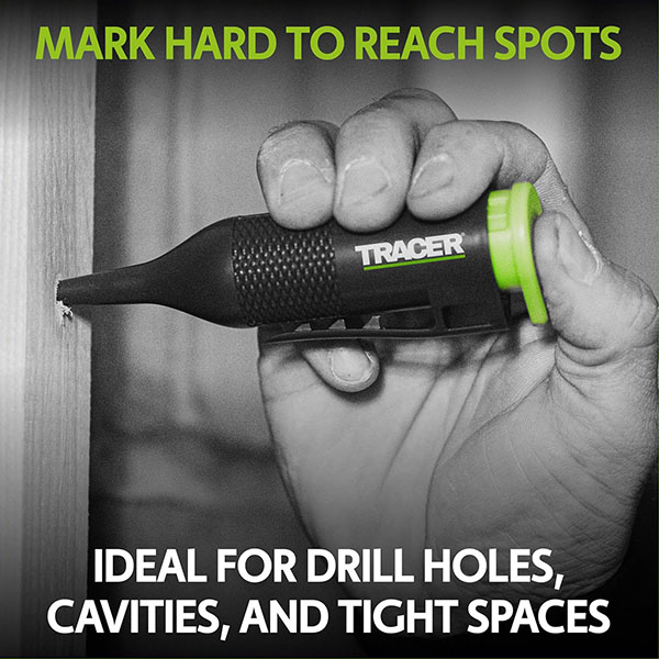 プッシュするだけで最長100mmの深さまでマーキングが可能なスプレー式ディープホールマーキングツール。