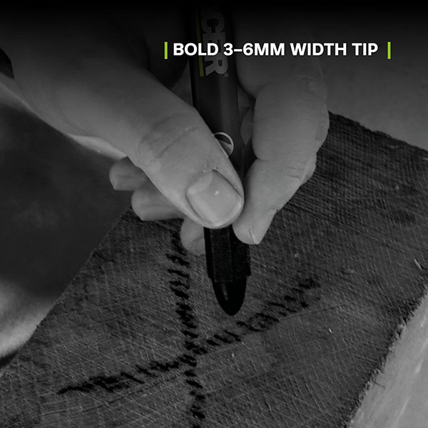 幅３～６mmの太いペン先が特徴で凹凸面に明確なマーキングが可能