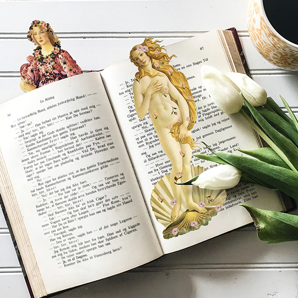 歴史的名画をモチーフにしたブックマーク（しおり）。