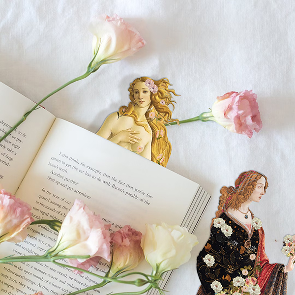 歴史的名画をモチーフにしたブックマーク（しおり）。