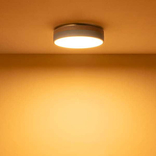 北欧カラーに天然木を組み合わせた、広い空間を照らすLED内臓型シーリングライト。