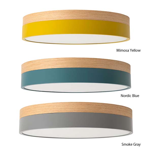 北欧カラーに天然木を組み合わせた、広い空間を照らすLED内臓型シーリングライト。