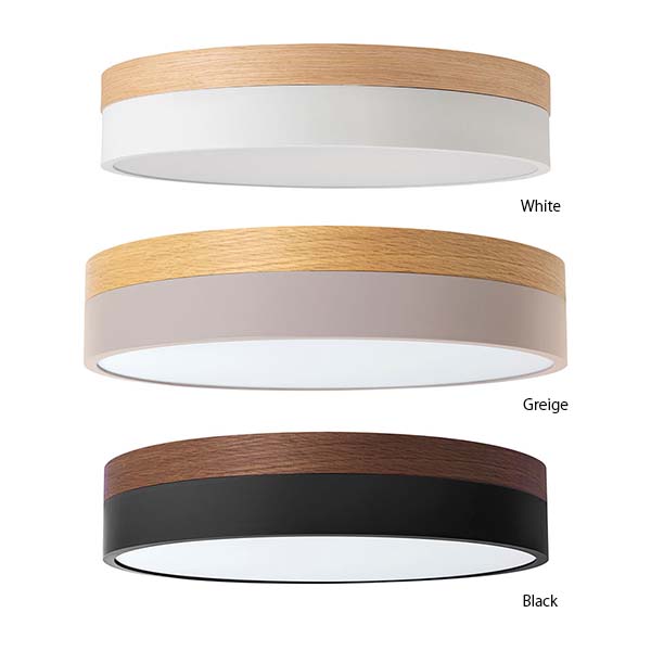 北欧カラーに天然木を組み合わせた、広い空間を照らすLED内臓型シーリングライト。