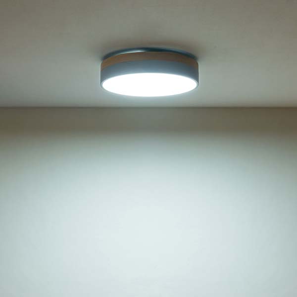 北欧カラーに天然木を組み合わせた、広い空間を照らすLED内臓型シーリングライト。