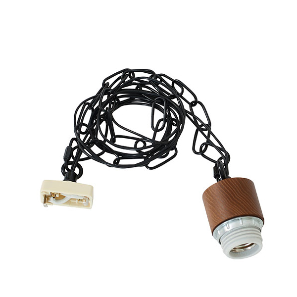 シンプルな無垢木材と異素材のスチールチェーンを使用したデザイン性の高いソケット