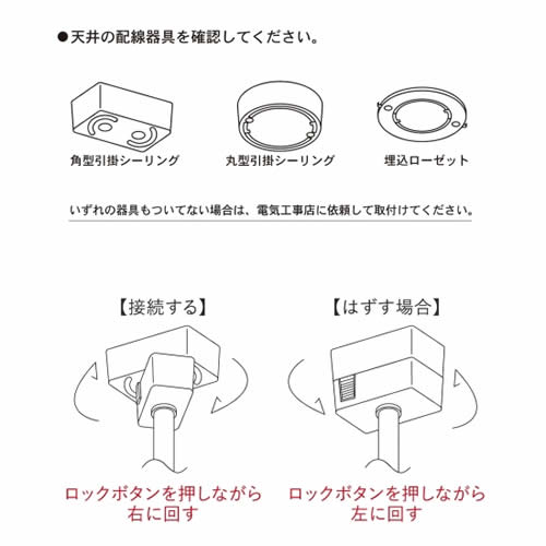 天井の配線器具を確認してください。