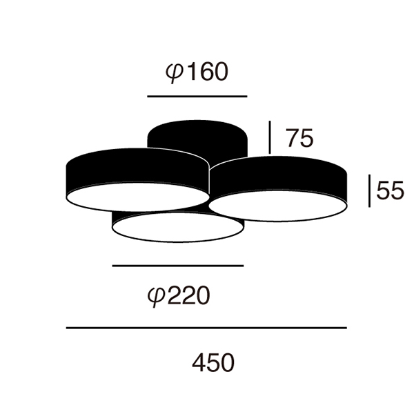 インパクトある16つのシェードが存在感抜群のシーリングランプ。