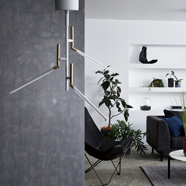 スラリと伸びたスリムなバーにLEDを内蔵したニュースタイルのシリーズ照明