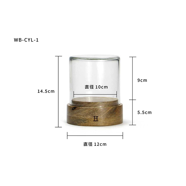 マンゴーウッドの天然木を土台に合わせたガラスディスプレイケース。