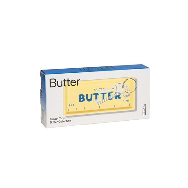 有塩バターのパッケージモチーフ陶器製の小物トレイ。