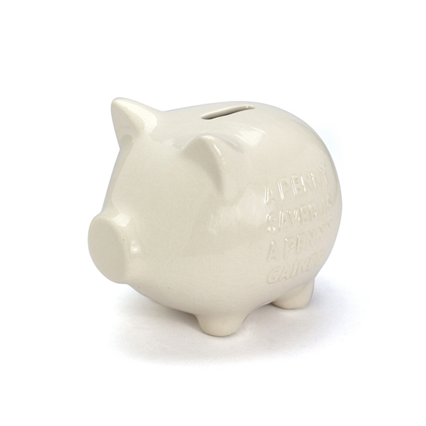 ぽってりとしたヴィンテージの風合いのブタの貯金箱