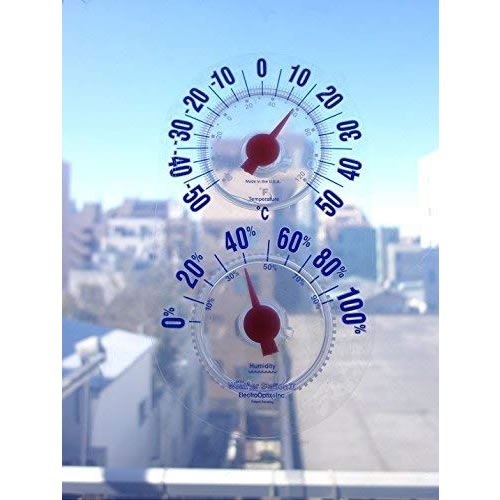 静電気で窓に貼り付く温度計＆湿度計