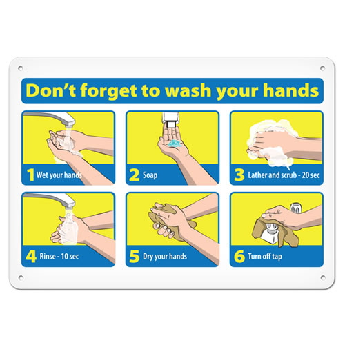手洗いの注意喚起、洗い方の樹脂製サイン。