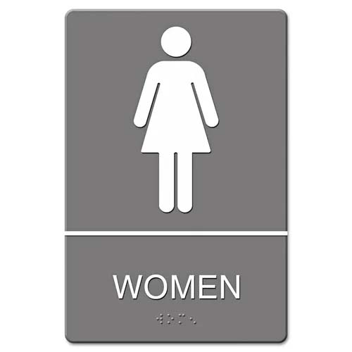 WOMEN RESTROOM（女性用トイレ）サイン。