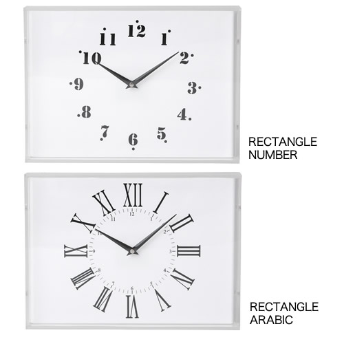 透明感のあるアクリル素材を使用したシンプルな時計。