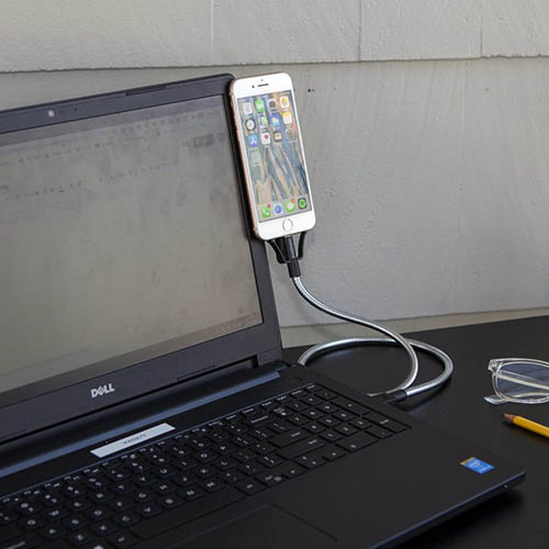 アルミ製フレキシブルアームのLightning-USB ケーブル