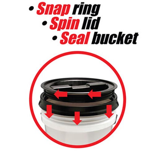 LeakTite５ガロンバケット用スクリュー式リッド（フタ）