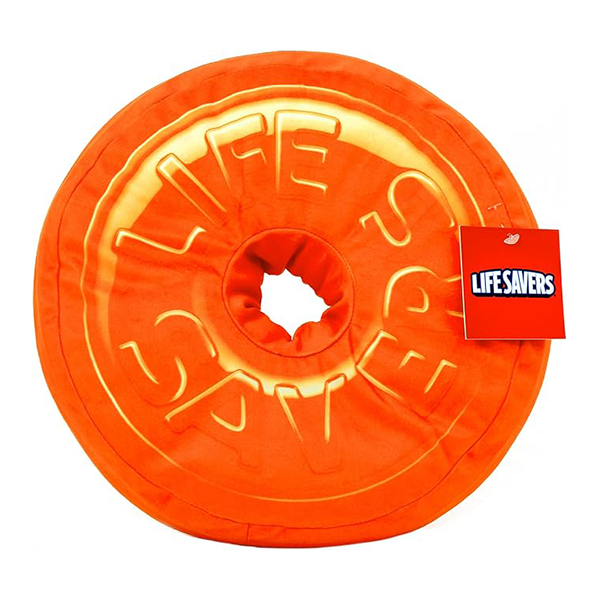 ライフセーバーズ公式ライセンスのキャンディー型クッション。