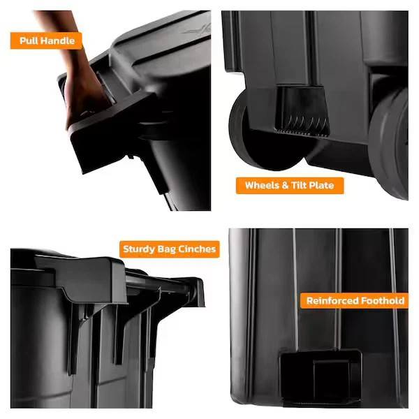 大胆なHDXブランドロゴが刻まれた屋外用ごみ箱。