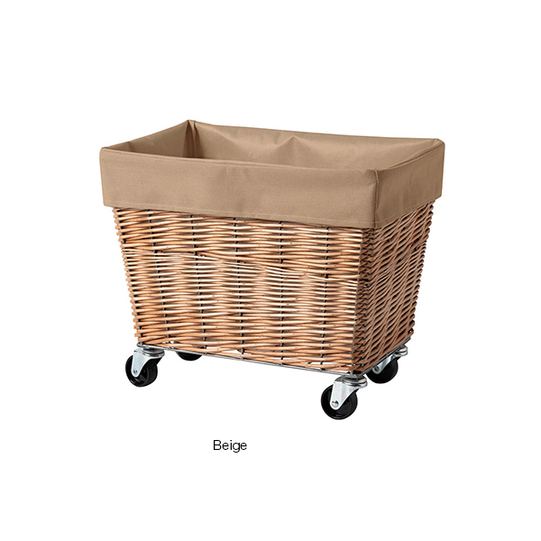 ウィロー（柳）を使用し、職人の手によって一つひとつ編み込まれたランドリーバスケット