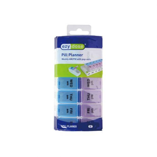 1週間午前/午後と錠剤を仕分けして収納できるピルケース。