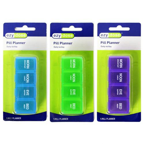 服用時間帯に合わせて錠剤を収納できるピルケース。