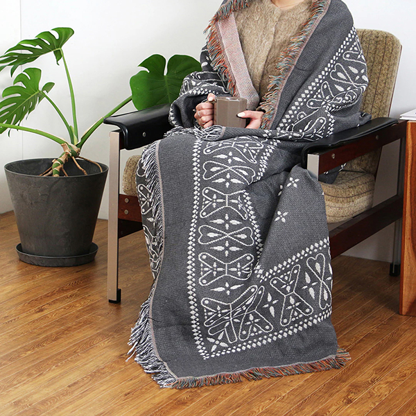 70～80年代に見られたクロス柄を取り入れた、大判サイズのスローケット。