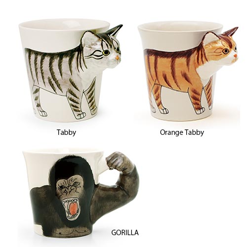 いろんな動物がマグから飛び出したような3Dマグ。