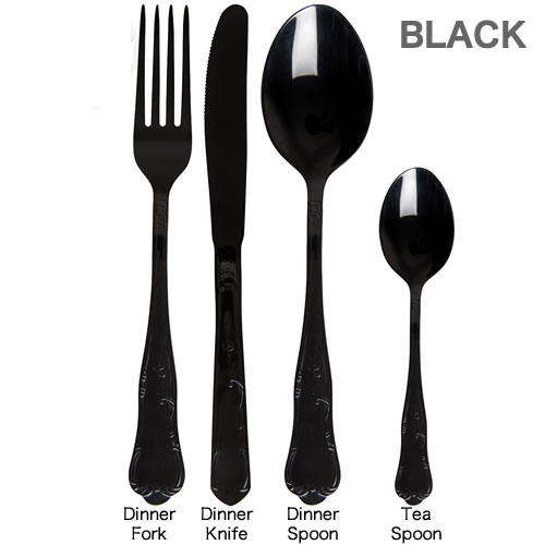 柄の部分に施されたクラシックなデザインのカトラリー