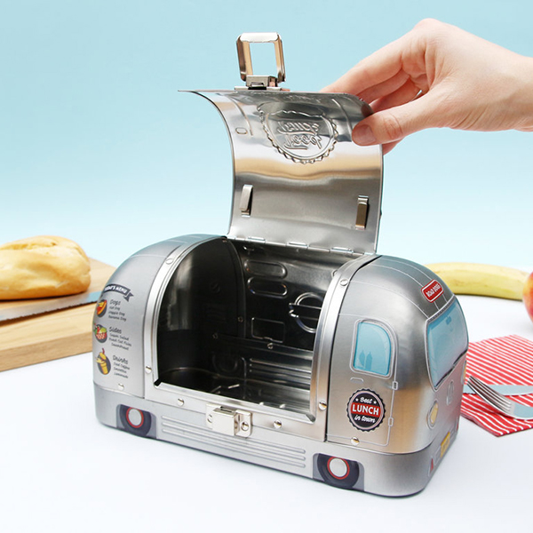 フードトラックモチーフのブリキ缶は持ち手つき!