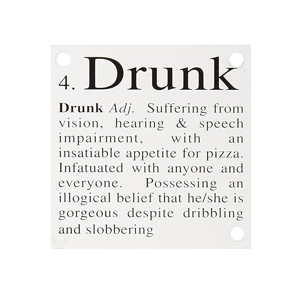 酔っ払いレベルとそれにまつわるジョークが書かれたコースター