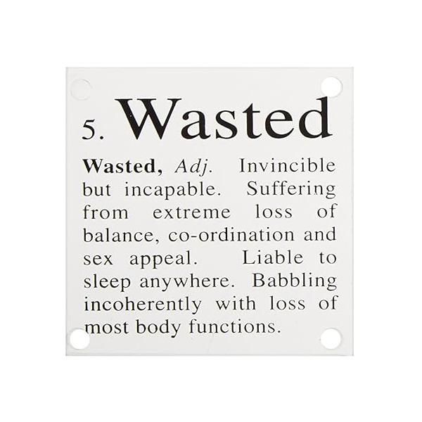 酔っ払いレベルとそれにまつわるジョークが書かれたコースター