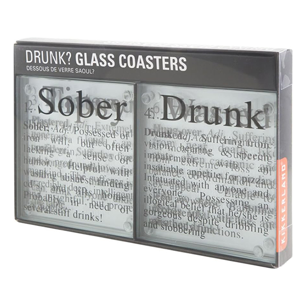 酔っ払いレベルとそれにまつわるジョークが書かれたコースター