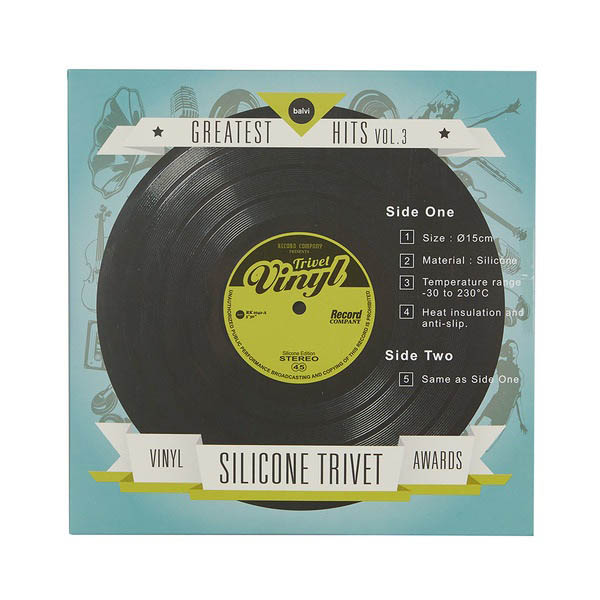 レトロなレコードモチーフのシリコントリベット。