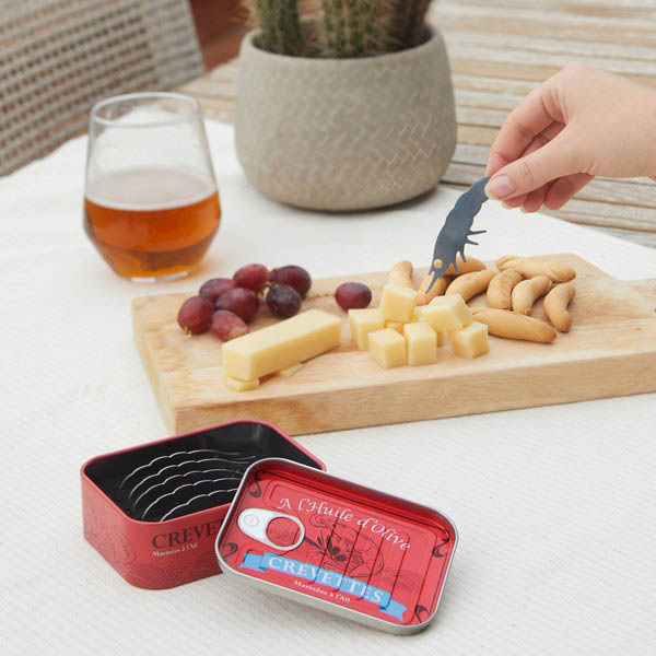 海外のマーケットで見るような缶詰モチーフのステンレスミニフォーク6本セットです。