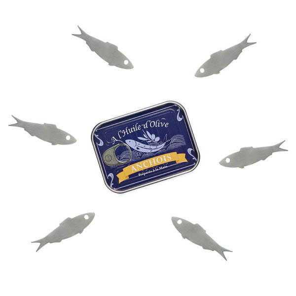 海外のマーケットで見るような缶詰モチーフのステンレスミニフォーク6本セットです。