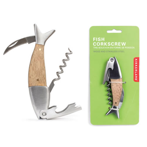 スクリュー部分が魚の背骨のようなワインオープナー。