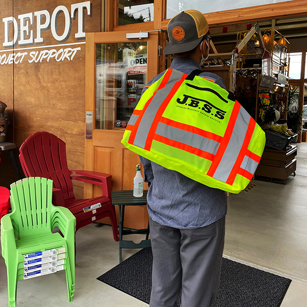 安全Hi-Vis素材を利用したトートバック（ヘルメットバック）