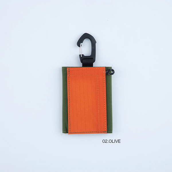 ナイロンリップ素材の三つ折りタイプのcoruriミニ財布。