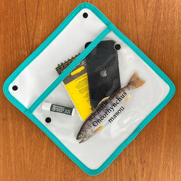 クリア塩ビ素材に川魚のプリント