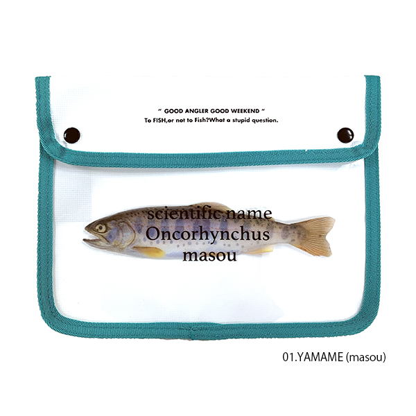 クリア塩ビ素材に川魚のプリント