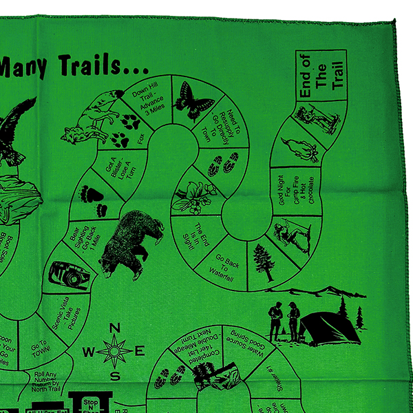 様々な絵柄が描かれたバンダナ。