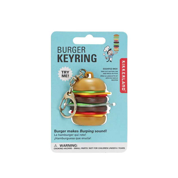 ボタンを押すと満腹そうなゲップの音が鳴る、キーリング。