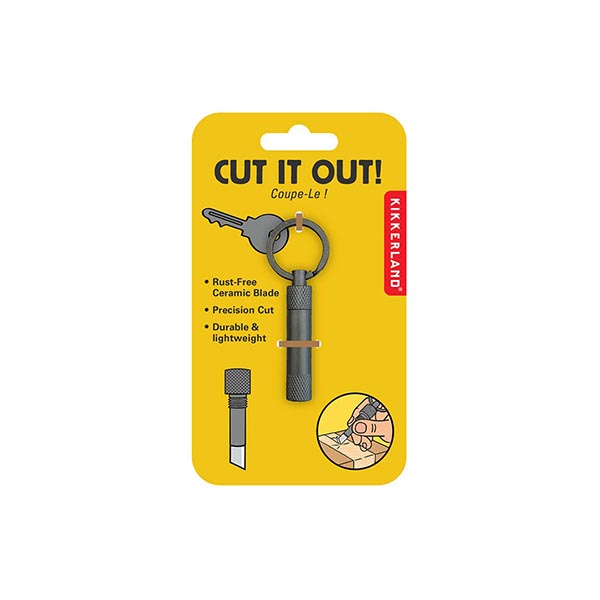 キーホルダータイプの携帯用ミニセラミックナイフ。