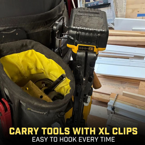 電動ドリル、電動ドライバーなどを素早くホールドするクリップ式ホルダー。